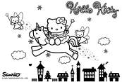 coloriage hello kitty et la licorne